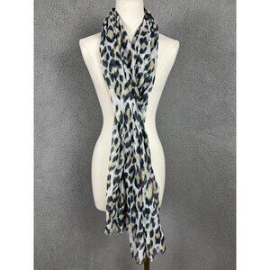 Echo Essentials Leopard Crinkle Wrap Scarf Frayed Edges Multicolor OS NWOT's